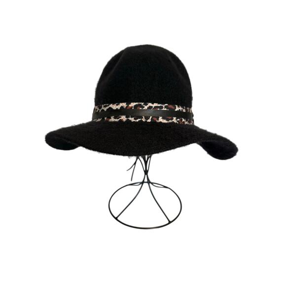 New Boho Chic Women's OS Wool Blend Animal Print Fedora Floppy Adjustable Hat - Picture 2 of 8